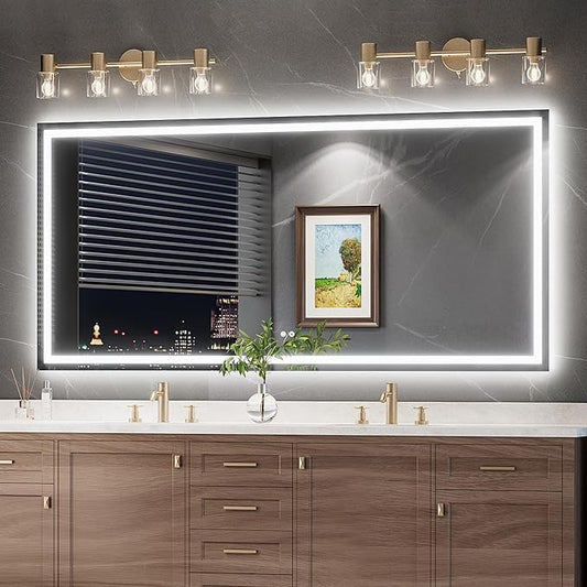 TokeShimi LED Bathroom Mirror 84 x 40 Lighted Bathroom Vanity Mirror with Lights,Brighter Frontlit and Backlit Light up Anti Fog Mirror