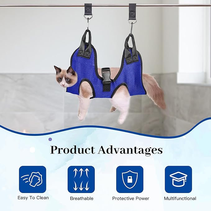 PatiencET Dog Grooming Hammock, Pet Grooming Hammock for Cats & Dogs, Dog Holder for Nail Trimming, Cat Sling for Nail Trimming with Nail Clippers/Trimmer, Nail File, Pet Comb(XS)-Mewly Pet