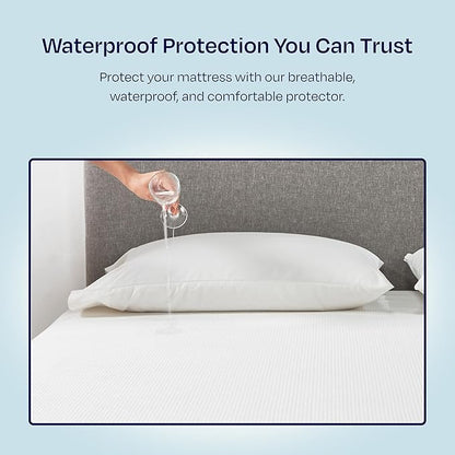 California Design Den Premium Waterproof Mattress Protector for Queen Size Bed - Soft, Cooling, Noiseless, Machine Washable, Fitted Mattress Cover with 8-20 Inch Deep Pockets