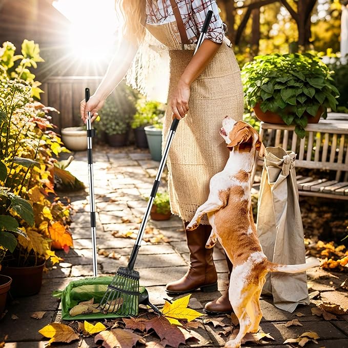 Toozey Dog Pooper Scooper, Extra Large Stainless Steel Tray Long 54" Handle, Easy Cleanup for All Dog Sizes, Includes 20 Bags-Mewly Pet