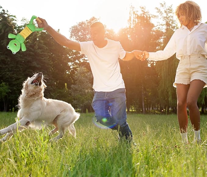 Dog Squeak Toys Durable Plush Dog Toy with Crinkle Paper, Tug of War Pull Toys for Puppies, Interactive Dog Chew Toys for Small, Medium and Large Dogs-Mewly Pet