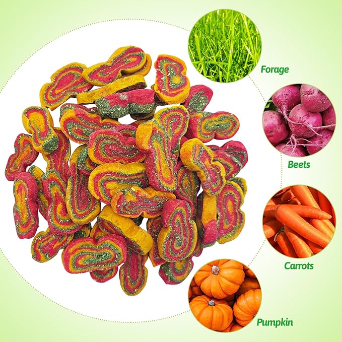 Fhiny Rabbit Chew Toys Mixed Forage Beetroot Carrot and Pumpkin Bunny Treats for Hamsters Guinea Pigs Chinchillas and Other Small Rodents Teeth Grinding (0.29lb/130g)-Mewly Pet