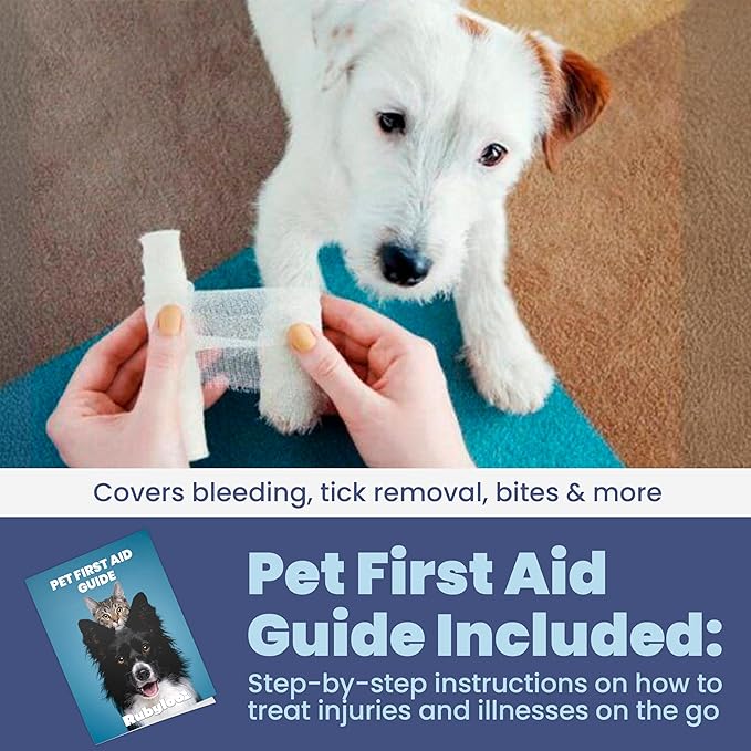 Dog First Aid Kit for Hiking & Travel - Vet Approved Emergency Supplies - Pet First Aid Kit Guide, Tick Remover, Thermal Blanket & More - Compact Dog Hiking Gear for Camping, Hunting, Backpacking-Mewly Pet