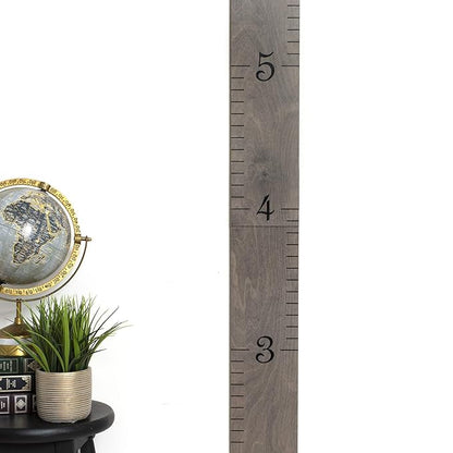 HEADWATERS STUDIO Wooden Growth Chart for Wall - Height Growth Chart for Kids, Kid Height Wall Chart, Height Measurement for Wall, Height Chart for Kids - Love Grows Here, Skinny Grey (63""x5.75"")