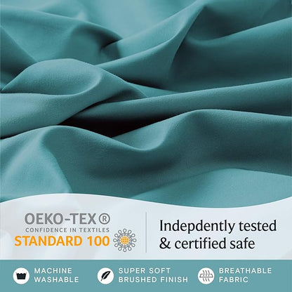 LuxClub 4 PC Queen Sheet Set, Deep Pockets Wrinkle Free Cooling Bed Sheets Hotel Bedding for Women, Men, Kids & Teens, Includes 1 Fitted Sheet, 1 Flat Sheet and 2 Pillowcases - Silky Soft Teal