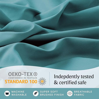 LuxClub 4 PC California King Sheet Set, Breathable Luxury Bed Sheets, Deep Pockets Wrinkle Free Cooling Sheets Machine Washable Hotel Bedding Silky Soft - Teal Cal King