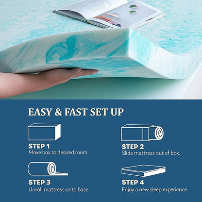 EGO Topper 2 Inch King Memory Foam Mattress Topper, Gel Foam Mattress Topper for Pressure Relief, Ventilated Design Bed Topper in a Box, CertiPUR-US Certified, 76"×80", Medium