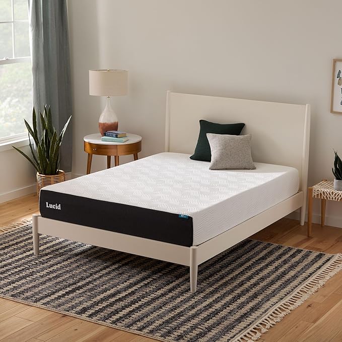 Lucid 10 Inch Memory Foam Mattress - Medium Feel - Infused with Refreshing Bamboo Charcoal and Cooling Gel - Bed in a Box - Temperature Regulating - Pressure Relief - Breathable - Full Size