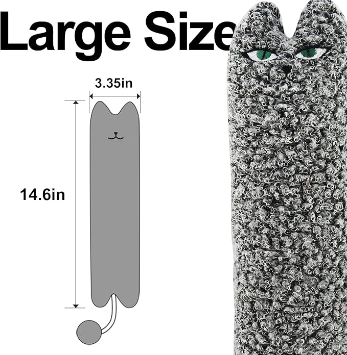 TTcat Catnip Silvervine Matatabi Pillow for Cats & Kittens,Cat Kicker Toy,Large Size Cat Pillow Soothing Plush Cat Toy(Grey).-Mewly Pet