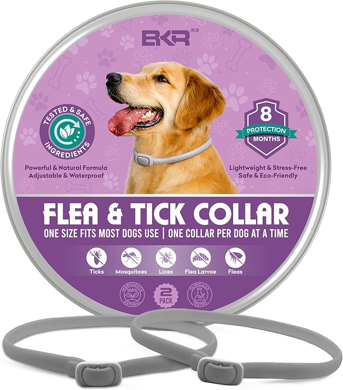 Flea Collar for Dogs – 2 Pack 16 Month Natural Flea & Tick Prevention Dog Flea Collar Adjustable One Size Fits All, Safe and Effective-Mewly Pet