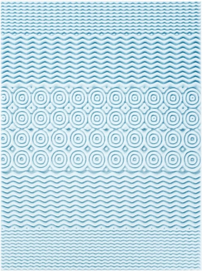Mellow 4 Inch 5-Zone Memory Foam Mattress Topper, Cooling Gel Infusion, Dorm Essentials, Queen Blue