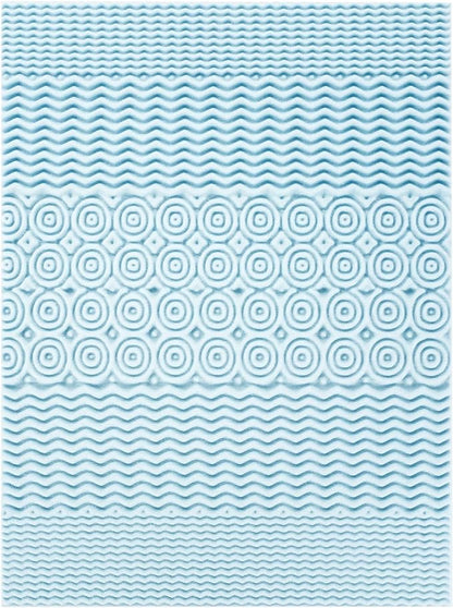 Mellow 4 Inch 5-Zone Memory Foam Mattress Topper, Cooling Gel Infusion, Dorm Essentials, Queen Blue