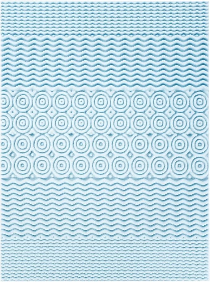 Mellow 4 Inch 5-Zone Memory Foam Mattress Topper, Cooling Gel Infusion, Dorm Essentials, Full Blue