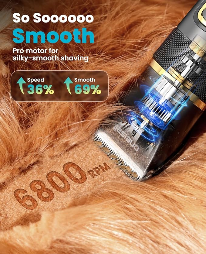 oneisall Dog Clippers Low Noise, Pro Dog Grooming Clippers Kit with Rechargeable Cordless Shaver Trimmer for Dogs Cats, IPX7 Waterproof Pet Clippers Grooming at Home-Mewly Pet