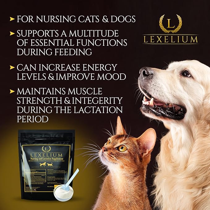 Nursing Supplement and Vitamins for Nursing Dogs and Cats - Nursing, Lactation and Recovery Supplement for Breeders - Muscle & Mental Development for Puppies and Kittens - 200g-Mewly Pet