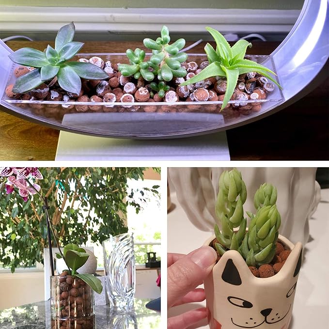 Halatool 4LB Leca Clay Pebbles for Plants 4mm-16mm Lightweight Clay Balls 100% Natural Hydro Balls for Aquarium Potted Plants Hydroponic Growing Gardening Orchids Drainage Decoration Aquaponics-Mewly Pet