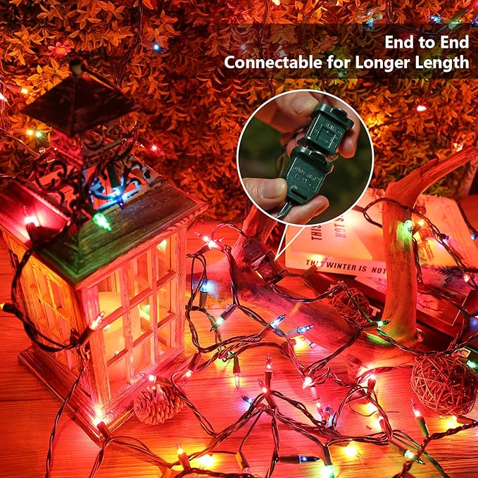 BrizLabs Colored Christmas Lights, 139.2ft 600 Count Christmas Tree Lights, 120V UL Certified Connectable Incandescent Mini Light String Set for Outdoor Indoor Xmas Party Garden Home Decor