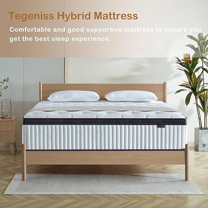 King Mattress, 14 Inch Innerspring Hybrid Mattress in a Box with Gel Memory Foam, Individually Wrapped Encased Coil Pocket Spring Mattresses, Pressure Relief, Medium Firm Support,76"*80"*14"