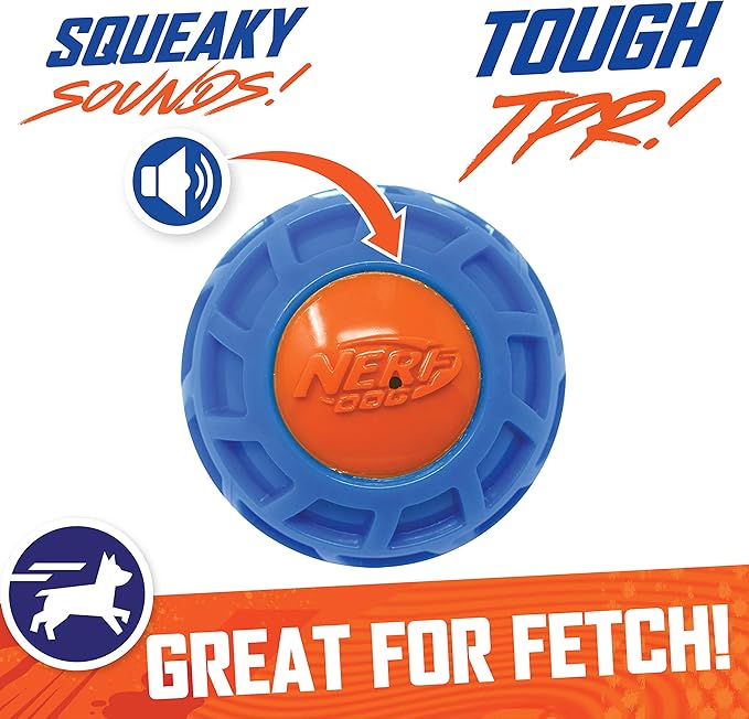 Nerf Dog 3in TPR EXO Squeak Ball - Blue/Orange-Mewly Pet