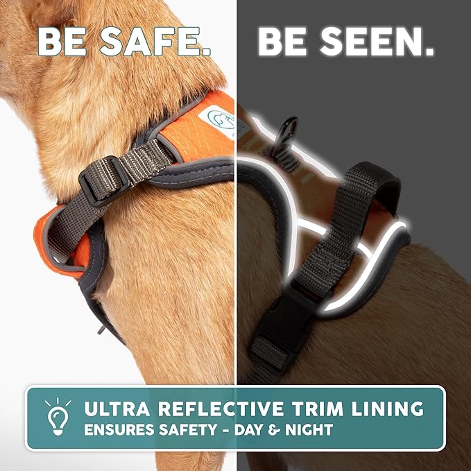 Embark Adventure Dog Harness, Reflective Trim No Pull Dog Harness for Large Dogs - Military Grade Nylon, Front Clip with Gel Lined Handle.-Mewly Pet