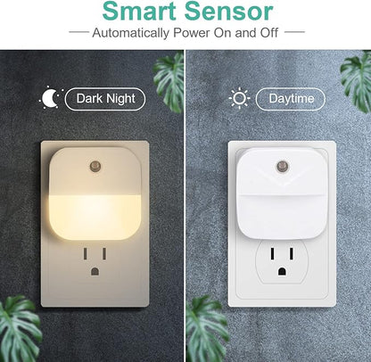 6 Pack Night Light Plug in, Warm White LED Nightlights with Smart Dusk to Dawn Sensor, Plug into Wall Nightlights Suitable for Bedroom, Bathroom, Hallway, Kitchen, Stairs, Kids, Adults, Kids Room