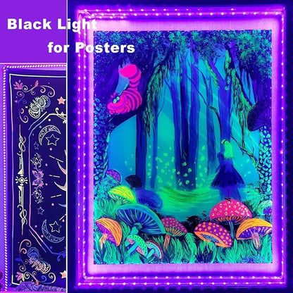 roperry 40ft LED Black Light Strip Kit, 720 Units Lamp Beads, Non-Waterproof Blacklights for Glow Party, Indoor Birthday, Body Paint,Halloween (Indoor)