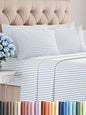 King 6 Piece Sheet Set - Comfy Breathable & Cooling - Soft Hotel Luxury Bedding Set with 8-16 Inch Deep Pockets - 1 Flat & 1 Fitted Sheet & 4 Pillowcases - Wrinkle Free & Easy Care - Blue Stripes 2
