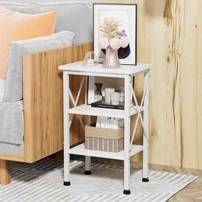 VECELO Modern Nightstands X-Design Side End Table Night Stand with Storage Shelf for Bedroom,Living Room,
