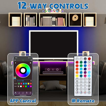 QZYL LED Lights for Bedroom, 50FT RGB LED Strip Lights with 44 Keys IR Remote, Smart LED Light Strip with Adhesive Backing Adjustable Brightness App Control for Bedroom Party Decoration