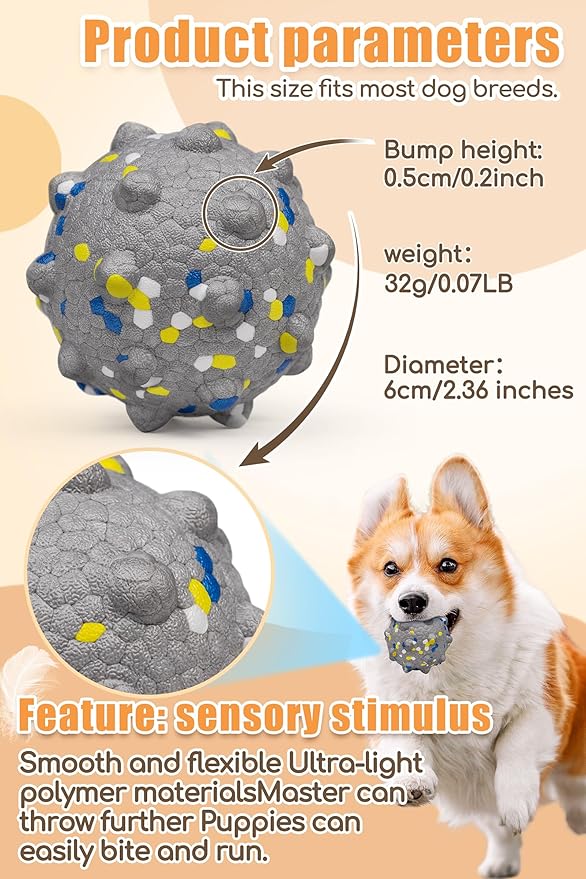 2.36'' Dog Balls for Dogs Aggressive Chewers Indestructible Tennis Durable Bouncy Interactive Dog Toy Balls for Fetch Game Floating Training(Grey Medium)-Mewly Pet