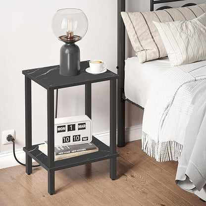 TUTOTAK End Table, Side Table, Nightstand, 2-Tier Storage Shelf, Sofa Side Table for Small Space, Living Room, Bed Room TB01BMK034