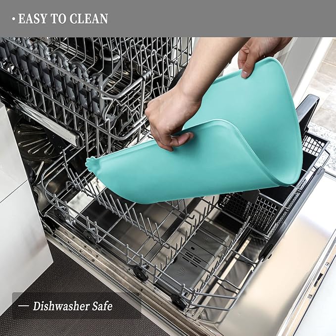 Waterproof Pet Feeding Mat with High Raised Edges, Heavier and Thicker Placemats for Cat Dog Water Bowl with BPA Free, Dogs Cats Food Mats for Messy Drinkers to Prevent Spill and Protect Floors-Mewly Pet