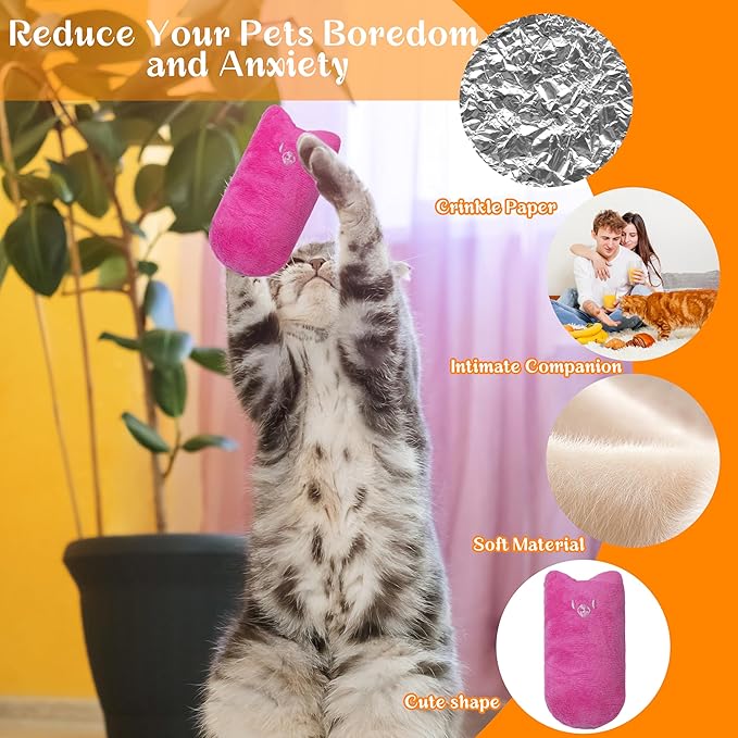 Cat Toys for Indoor Cats, 5Ps Cats Fetch Toys, Fluffy Toys for Playing, Interactive Kitten Toys, Kitty Chew Teething Toys, Cat Chew Toy for Kittens (Multi Color, 5 Pack)-Mewly Pet