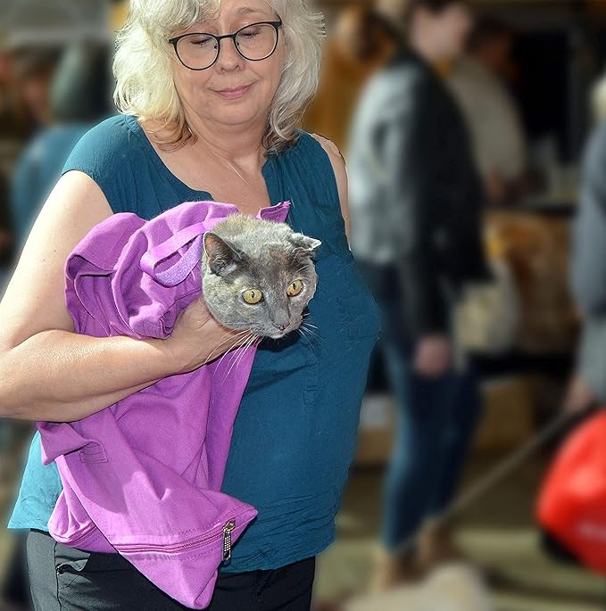 Cozy Comfort Carrier - Large Lavender Cat Carrier Soft, Cat Restraint Bag and Cat Sling Carrier for Grooming, Vet Visits, Medication Administration, Dental Care, and Nail Trimming-Mewly Pet