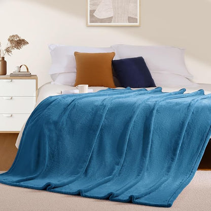 BEAUTEX Fleece Blanket Queen Size Super Soft Flannel Throw Blanket Lightweight Fuzzy Plush Blanket for Couch Sofa or Bed All Seasons (Teal Blue, 90" x 90")