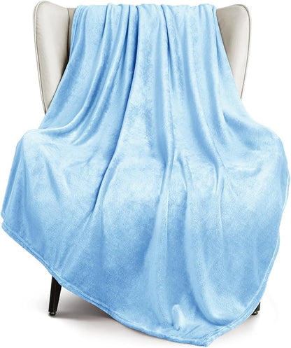 Exclusivo Mezcla Fleece Throw Blanket for Couch, Sofa, 300GSM Super Soft and Warm Blankets, Ice Blue Throw All Season Use, Cozy, Plush, Lightweight, 50x60 Inches