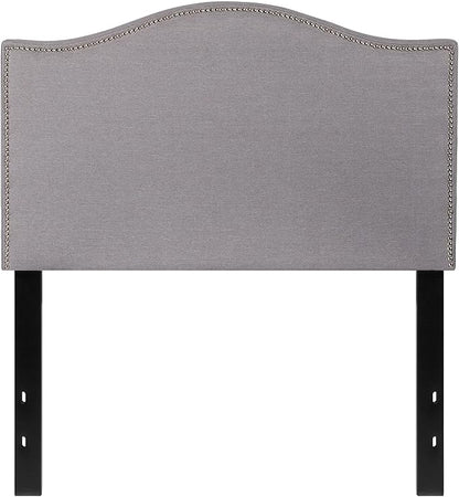 Flash Furniture Lexington Upholstered Twin Size Headboard with Accent Nail Trim in Light Gray Fabric