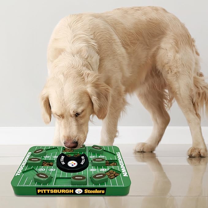 Pets First NFL Pittsburgh Steelers Large Puzzle Toy, New Size, Interactive Dog Treat & Slow Feeding Toy-Mewly Pet