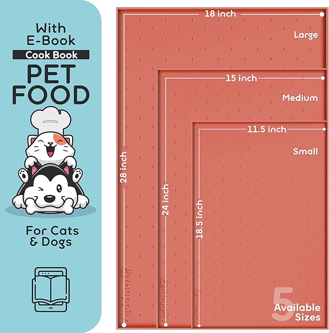 Dog Food Mat - 28x18 Raised Edges Dogs Mat for Food and Water Prevent Spill, Waterproof Cat Food Mats Protect Floors, Easy Clean Dog Bowl Mats for Food and Water, Silicone Pet Feeding Placemats-Mewly Pet