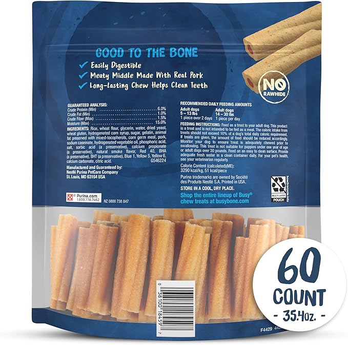 Purina Busy Bone Adult Toy Breed Dog Chew Bone Treats, Tiny - 60 ct. Pouch-Mewly Pet