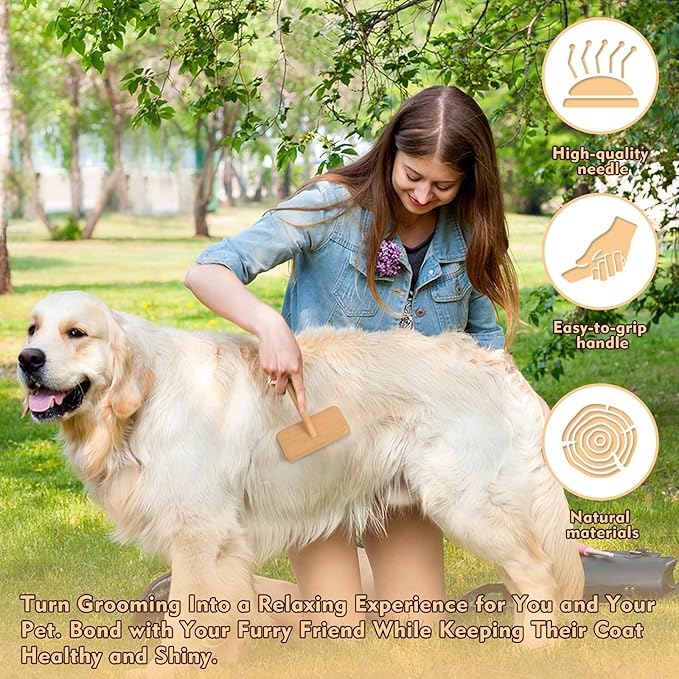 Dog Slicker Brush for Shedding & Grooming - Professional Dog Brush and Cat Brush with Coated Tips & Air-Cushion Design, Deshedding Tool Removes Undercoat Tangles & Loose Fur for Long/Short Hair Pets-Mewly Pet
