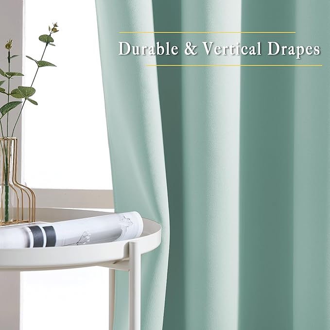 NICETOWN Blackout Curtain Panels 72 - Window Treatment Energy Saving Thermal Insulated Solid Grommet Blackout Drapes for Living Room (Aqua Blue, 1 Pair, 46 by 72-Inch)