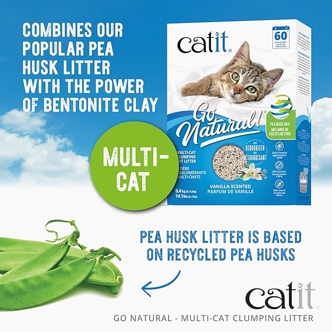 Catit Go Natural Plant-Based Cat Litter, Sustainable and Eco-Friendly, 99% Dust-Free, Low Tracking, High Absorption, Odor Control, Easy to Scoop-Mewly Pet