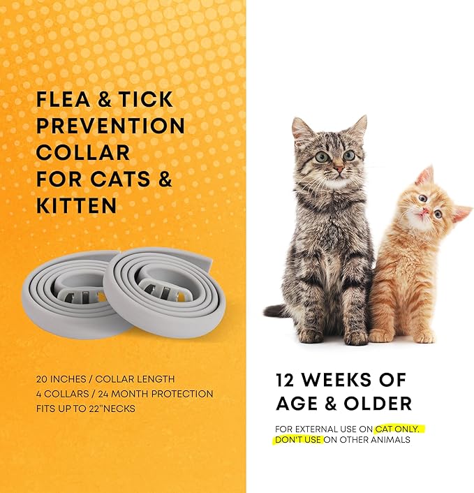 Flea and Tick Prevention Collars for Cats: Effective Pet Flea & Tick Treatment for Cats - Waterproof Adjustable Flea Tick Collars for Large & Small Cat, Outdoor Fleas Ticks Control for Kittens 4 Pack-Mewly Pet