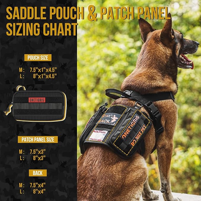 OneTigris Service Dog Vest Harness, Service Dog Cape Guardian Dog Backpack Harness with Pouches Dog Saddle Bag for Small Medium and Large Dogs (Black, Large)-Mewly Pet