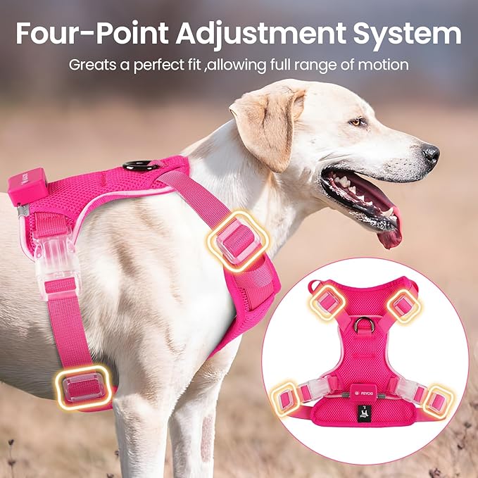 Light Up Dog Harness,Reflective Pet Harness Rechargeable,Led Dog Vest Harness for Night Walking,Adjustable Dog Safety Vest for Small Medium Large Dogs-No Pull,Pink,S-Mewly Pet