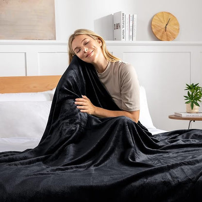 Exclusivo Mezcla Fleece Blanket Twin Size for Bed, Super Soft and Warm, All Season Use, Cozy, Plush, Lightweight, 60x80 Inches Black