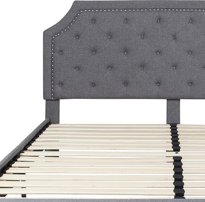 Flash Furniture Brighton King Size Tufted Upholstered Platform Bed in Light Gray Fabric