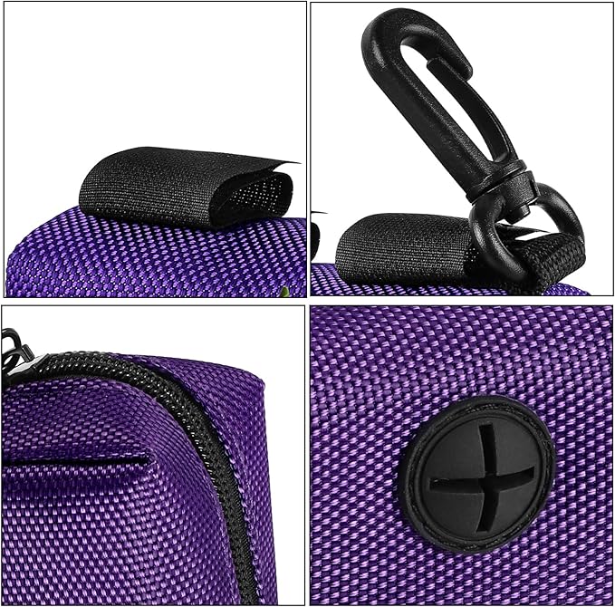 Dog Waste Bag Dispenser Pet Poop Bags Holder for Doggie Waste Bags Dispensers Soft Fabric Zipper Small Doggy Puppy Pouch for Leash Accessory Attachment with Carrier,2PCS Purple-Mewly Pet