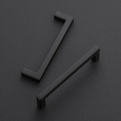Ravinte 10 Pack Solid Kitchen Cabinet Handles Matte Balck Slim Cabinet Pulls Drawer Pulls with 4 Inch Hole Center Square Bar Kitchen Cabinet Hardware